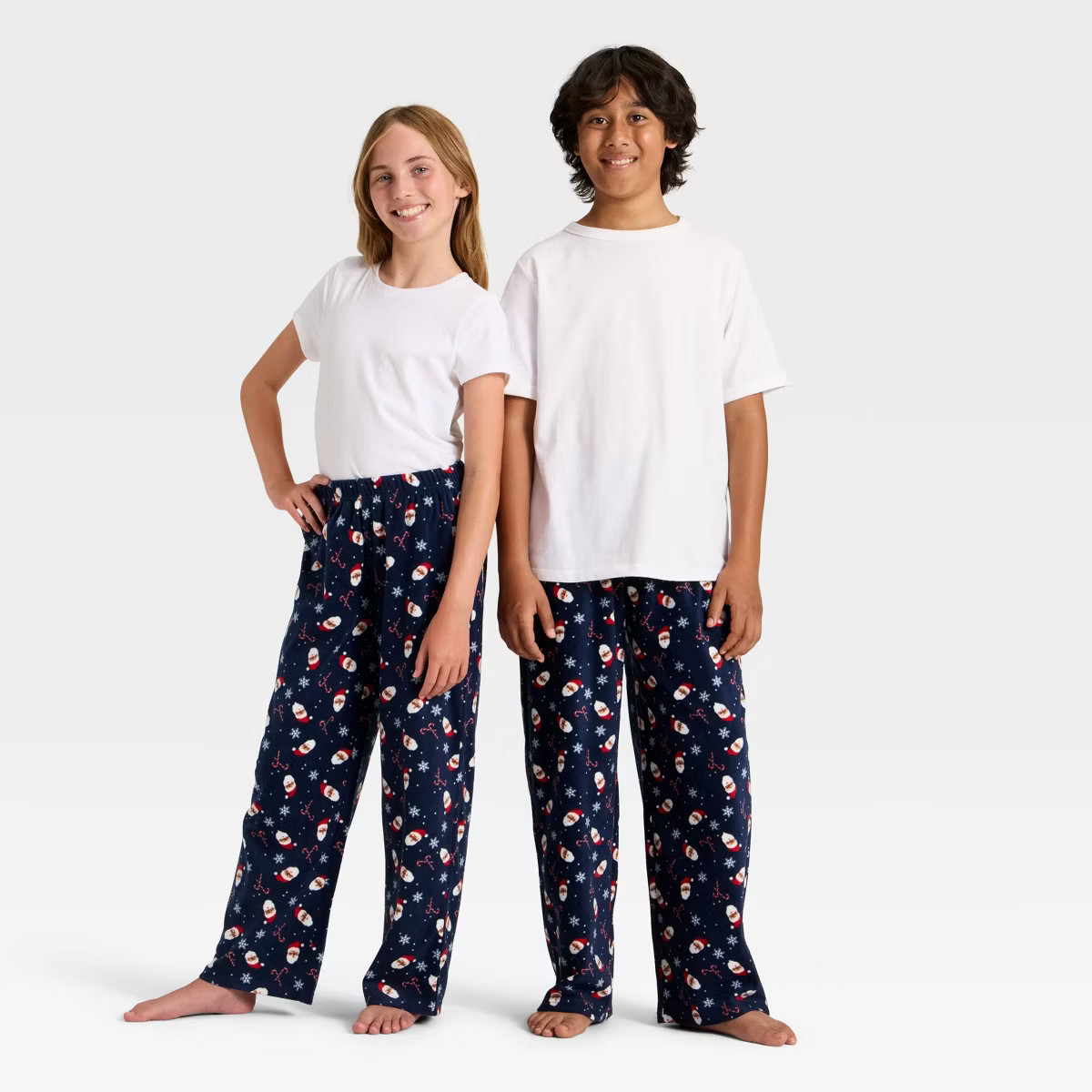 Kids' Santa Print Microfleece Holiday Matching Family Pajama Pants - Wondershop™ Blue | Target