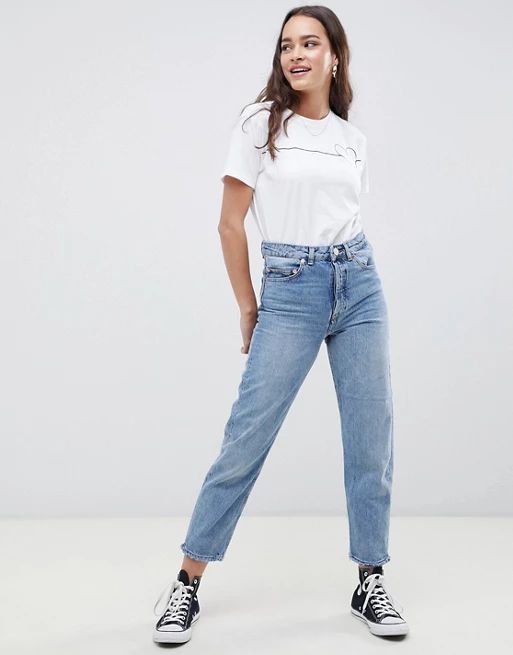 ASOS RECYCLED FLORENCE AUTHENTIC Straight Leg Jeans In Spring Light Stone Wash | ASOS UK