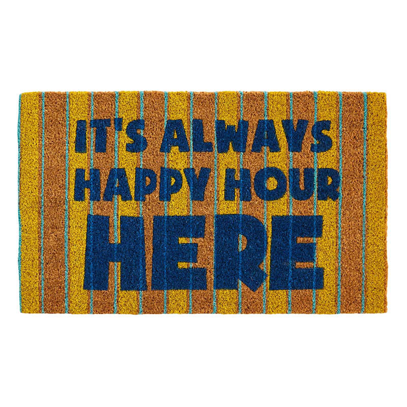 Happy Hour Here Striped Coir Doormat, 18x30 | At Home