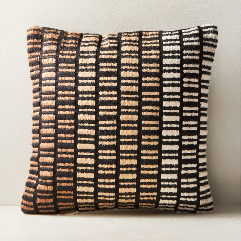 Liminal Woven Black and Neutral Silk Throw Pillow Cover 20''x20" by Ackerman + Reviews | CB2 | CB2