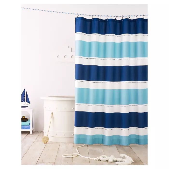 Cool Rugby Stripe Shower Curtain Blue Lake - Pillowfort™ | Target