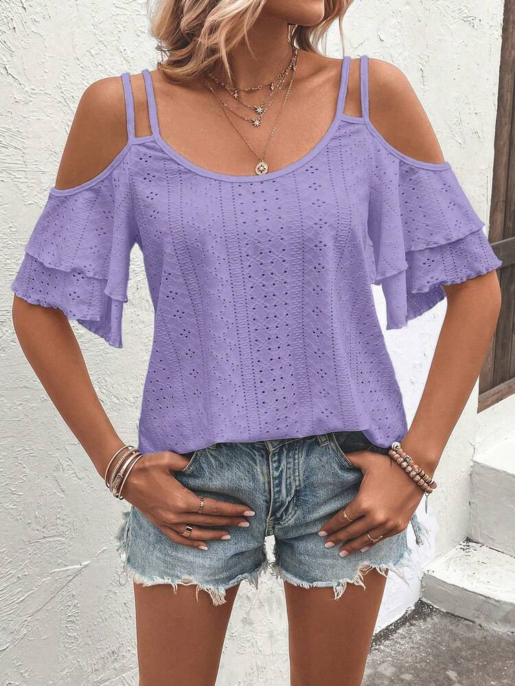 Cold Shoulder Eyelet Embroidery Tee
       
              
              $9.49        
    $9.02
... | SHEIN