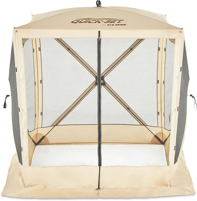 CLAM Pop Up Screen Tent, Outdoor Camping Gazebo Canopy, Traveler, 6' x 6', Tan | Amazon (US)