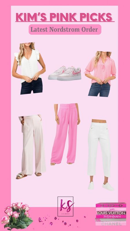 Nordstrom sale
Nordstrom workwear
Affordable workwear 
Pink trousers
White spanx on sale
Light pink trousers
White pants 
White blouse
Pink blouse 
Pink Air Force ones
Casual sneakers TTS 
Pink sneakers
Barbiecore

#LTKxNSale #LTKunder50 #LTKworkwear
