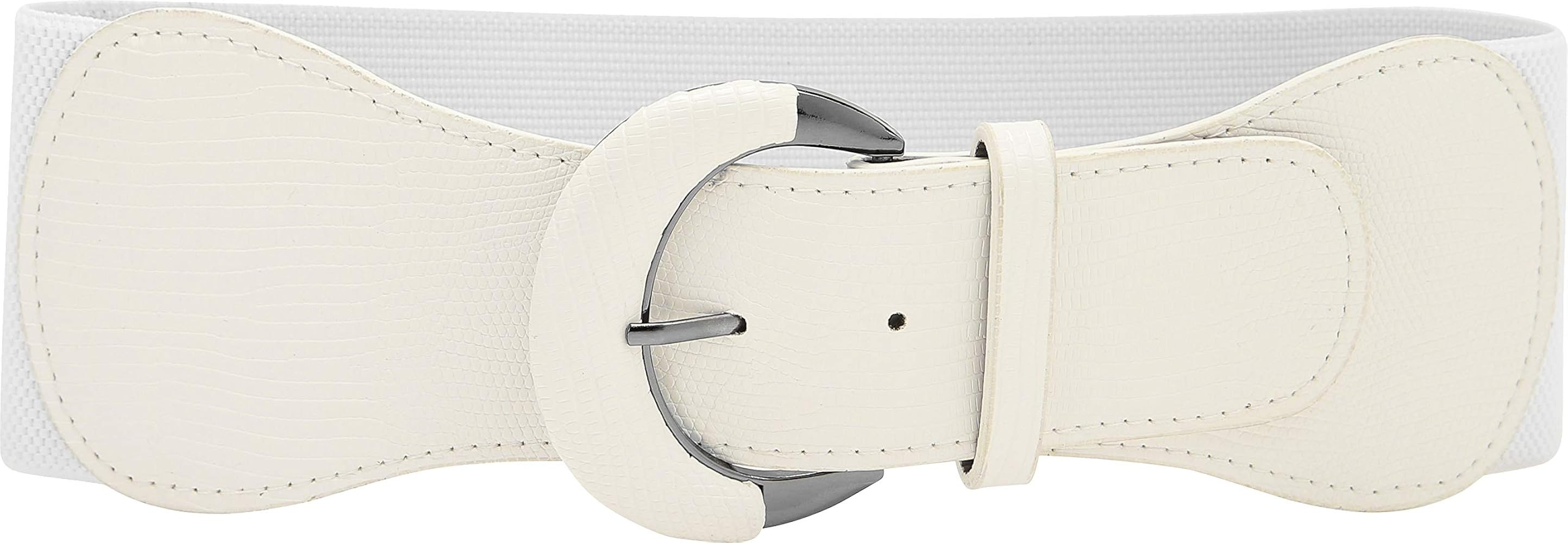 BlackButterfly Wide PU Elastic Stretch Thick Buckle Waist Belt | Amazon (US)