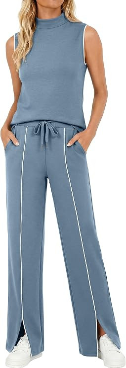 Casly Lamiit Two Piece Sets for Women Summer Outfits Sleeveless Tank Top Wide Leg Pants Matching ... | Amazon (US)