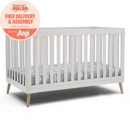 Delta Children Essex 4-in-1 Convertible Baby Crib, Bianca White/Natural Legs | Walmart (US)