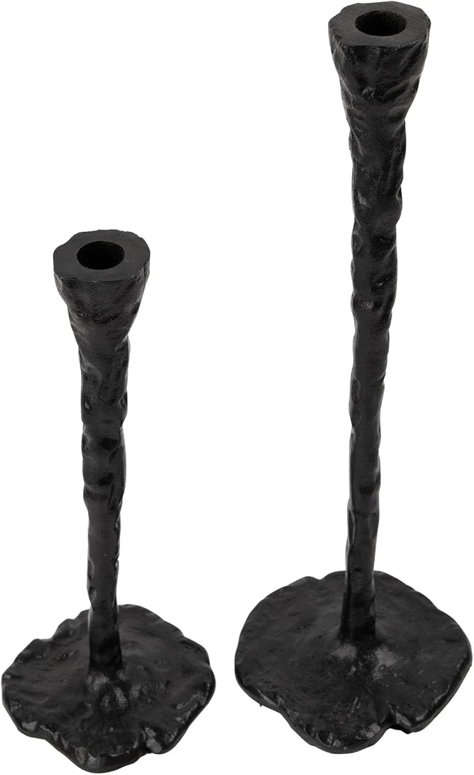 Northlight Slim Hammered Metal Taper Candle Holders - 16" - Black - Set of 2 | Amazon (US)