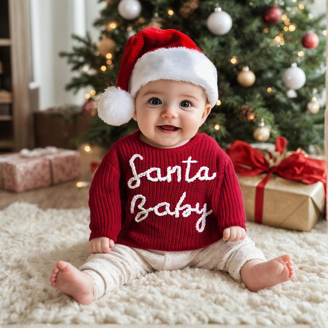 Personalized Baby Name Sweater,custom Christmas Baby Sweater With Name,santa Baby Outfit,baby Sho... | Etsy (US)