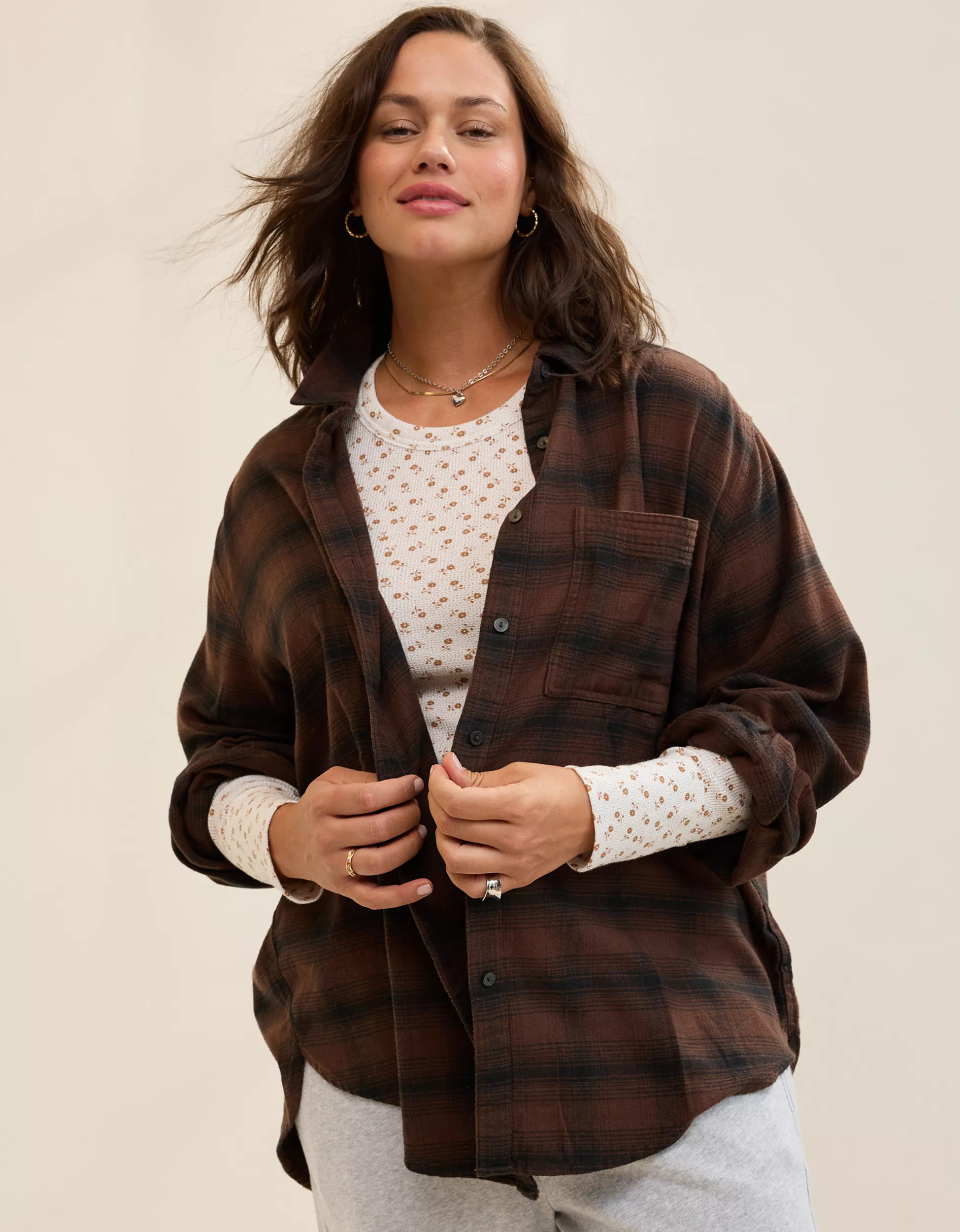 Aerie Anytime Fave Flannel Button Down Shirt | Aerie