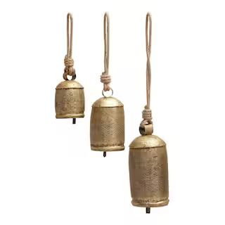 LITTON LANE 22 in. Gold Metal Rustic Windchime (Set of 3)-26718 - The Home Depot | The Home Depot