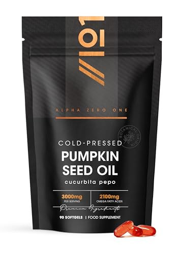 Pumpkin Seed Oil 3000mg – 70% Linoleic & Oleic Acid – 90 Softgels – 100% Cold Pressed – No Additives – Resealable and Recyclable Pouch by Alpha01 | Amazon (UK)