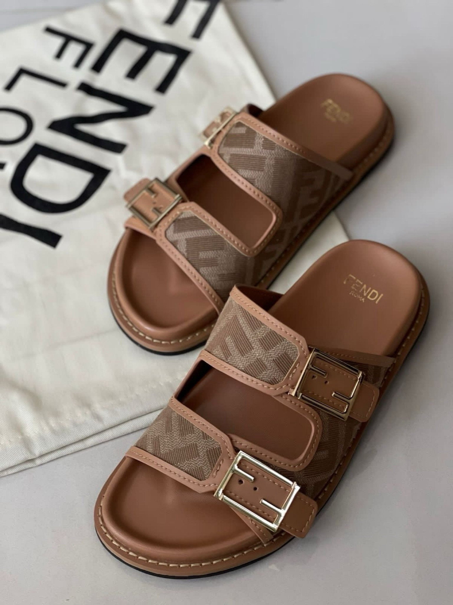 Fendi Jacquard Dual Buckle Slide Sandals
Mirror quality 
True to size
Comes with box

#LTKfindsunder100 #LTKfindsunder50 #LTKsalealert