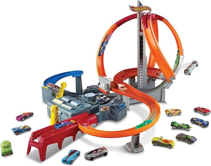 Hot Wheels Toy Car Track Set Spin Storm, 3 Intersections for Crashing & Motorized Booster, 1:64 S... | Amazon (US)