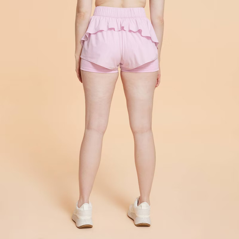 Blogilates Women's Ruffle Woven Mid-Rise Shorts | Target