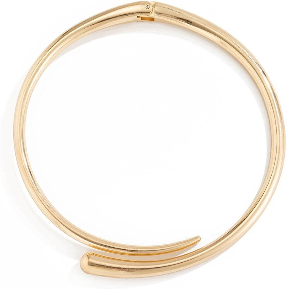 Mrotrida Women's Thick Chunky Metal Spring Open Necklace Creative Punk Geometric Smooth Metal Wat... | Amazon (US)