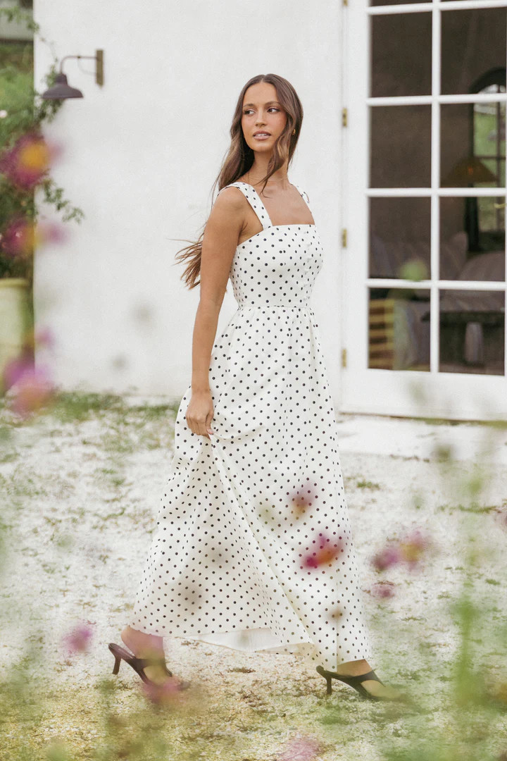 Jenni Maxi Dress - White Polka Dot | Petal & Pup (US)