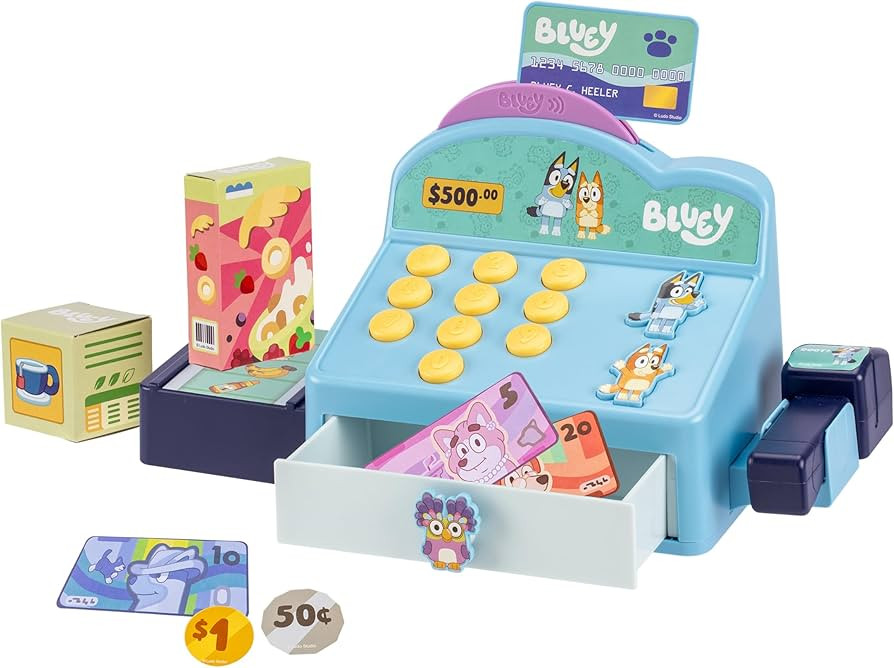 Bluey Cash Register Playset, Interactive Play Register with Detachable Scanner, Toy Credit Card, ... | Amazon (US)