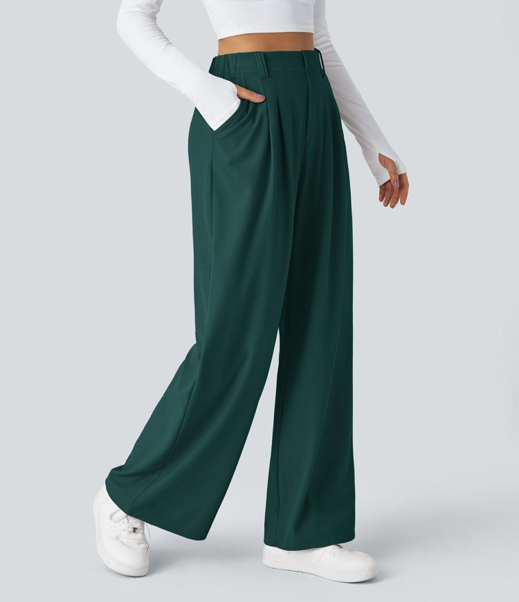 Women’s Halara Flex™ High Waisted Side Pocket Wide Leg Waffle Work Pants - Halara | HALARA