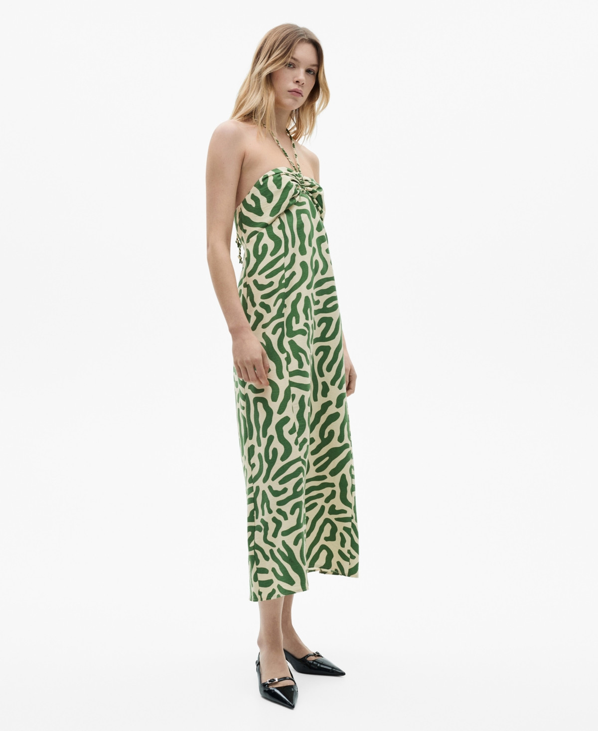 Mango Women's Frill Cotton Dress - Green | Macy's