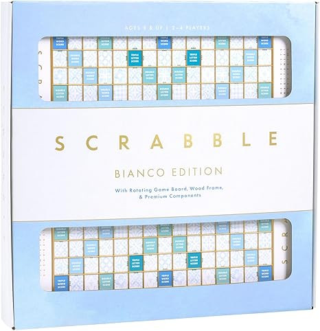 WS Game Company Scrabble Bianco Edition with Rotating Wooden Game Board | Amazon (US)
