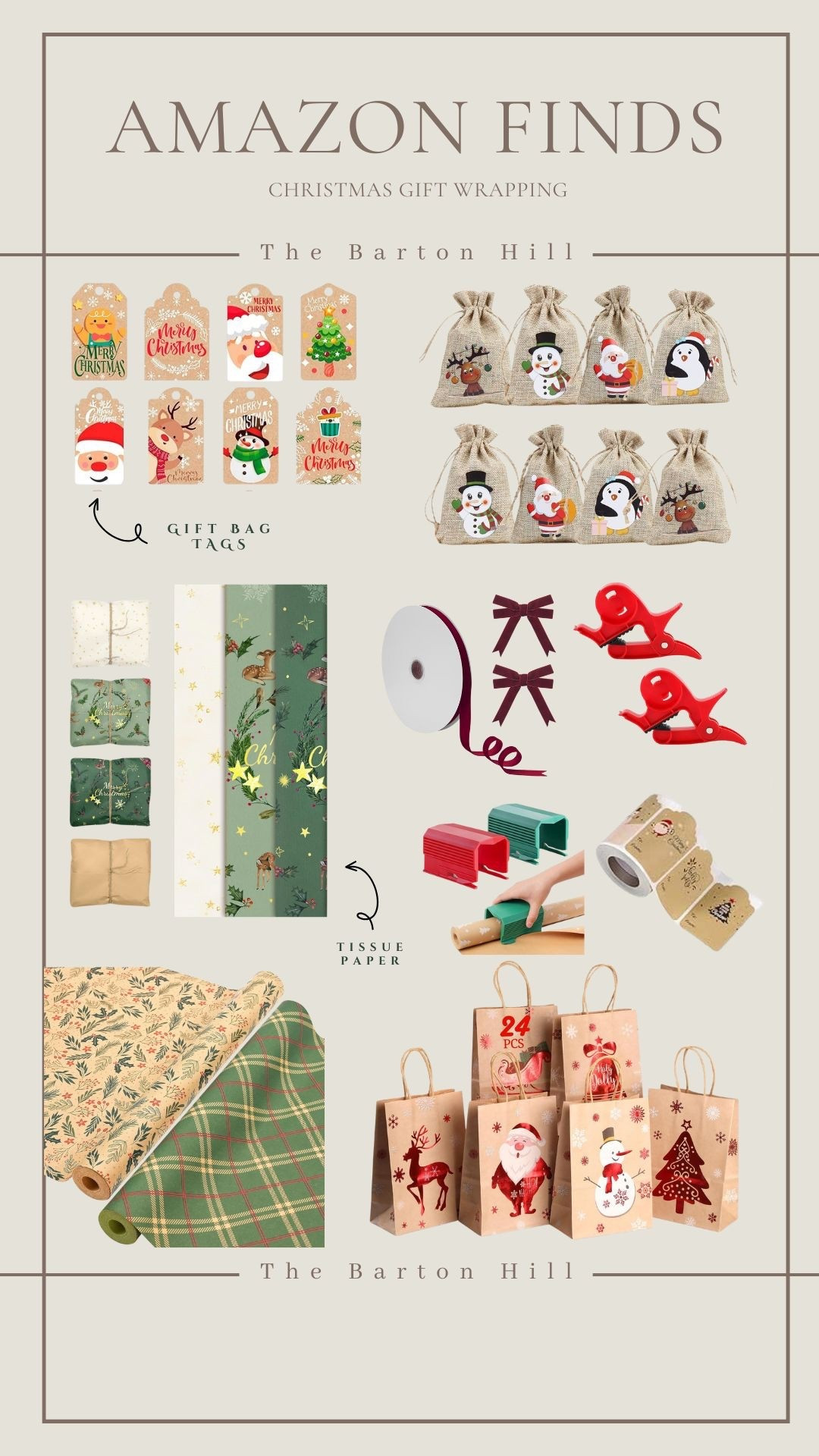 Gift wrapping doesn’t have to be stressful (or boring). 🎁 From kraft bags to cozy prints, these Amazon finds make Christmas wrapping actually fun. Add some ribbon, tissue, and tags—and you’re basically Mrs. Claus.

#AmazonFinds #GiftWrapping #ChristmasWrap #TheBartonHill #HolidayFinds #AmazonCanada #HomeStyle #FestiveSeason

#LTKhome #LTKwinter #LTKcanada