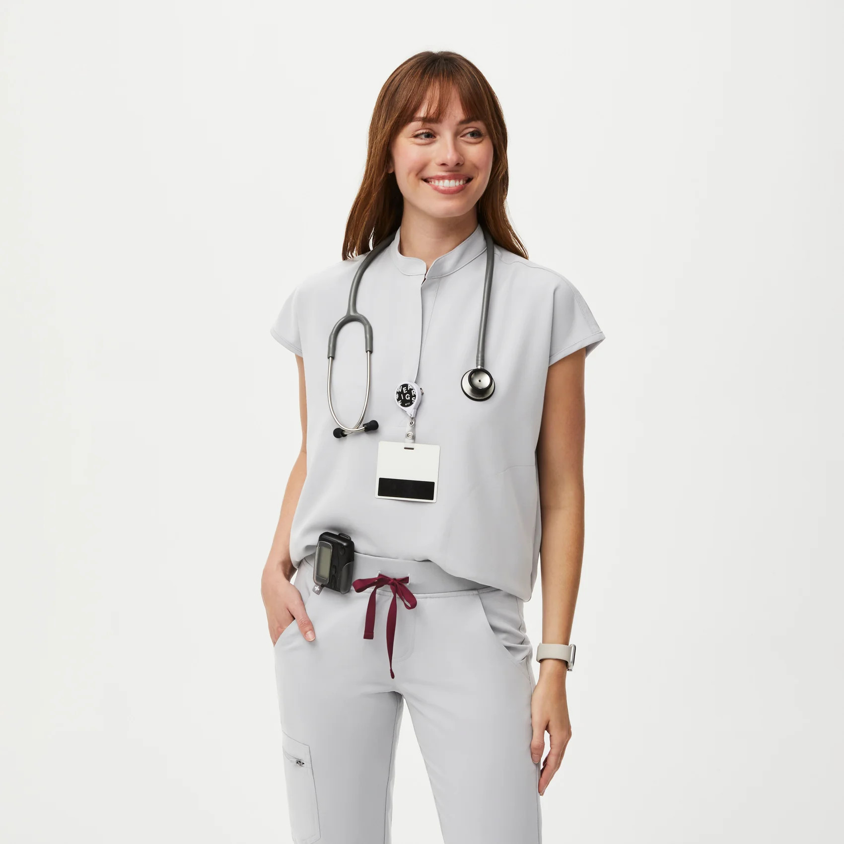 Women's Rafaela Oversized Scrub Top - Cement · FIGS | FIGS