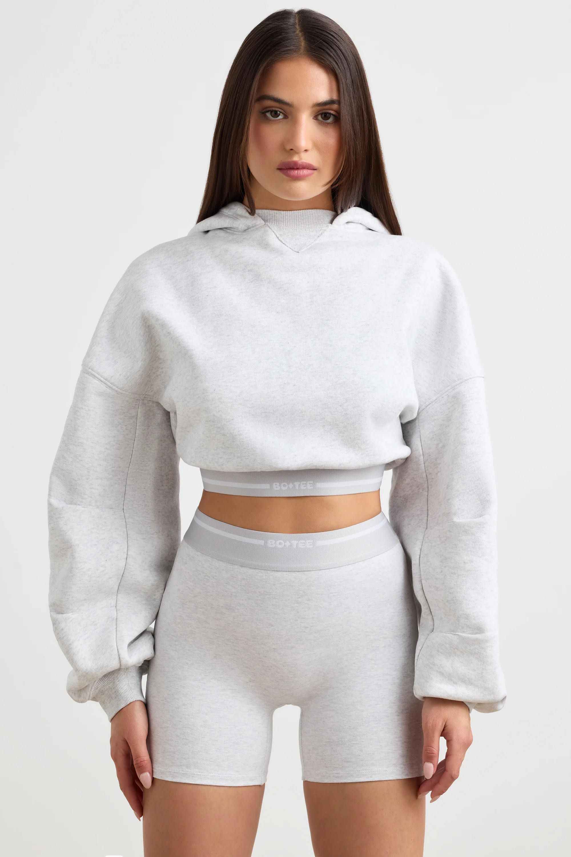 Cropped Hoodie in Grey Marl | Oh Polly