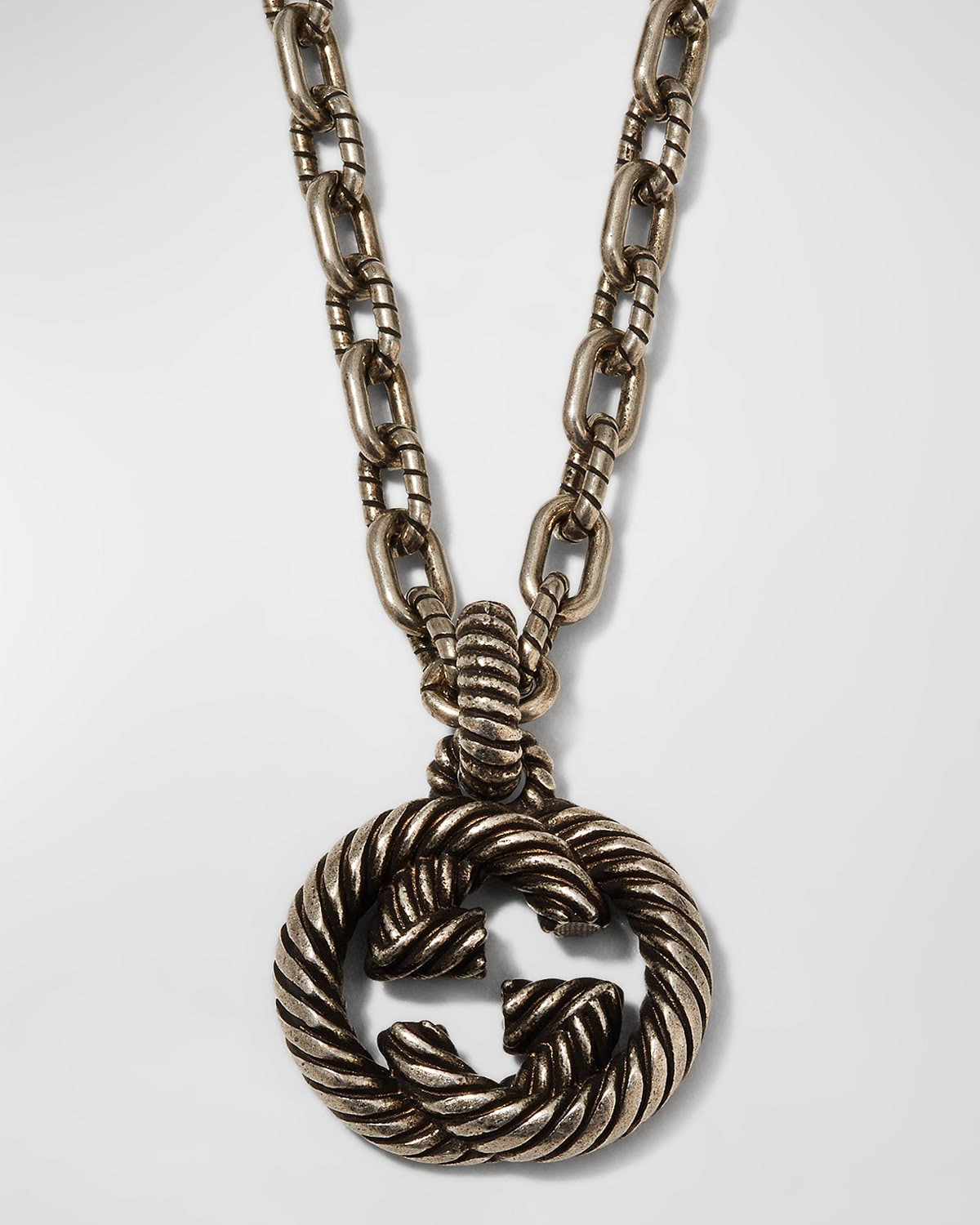 Interlocking G Necklace in Aged Silver | Neiman Marcus