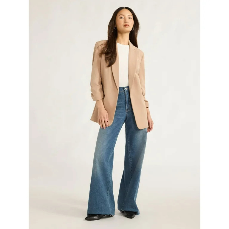 Scoop Women's Ultimate Crepe Scrunch Sleeve Blazer, Sizes XS-XXL | Walmart (US)