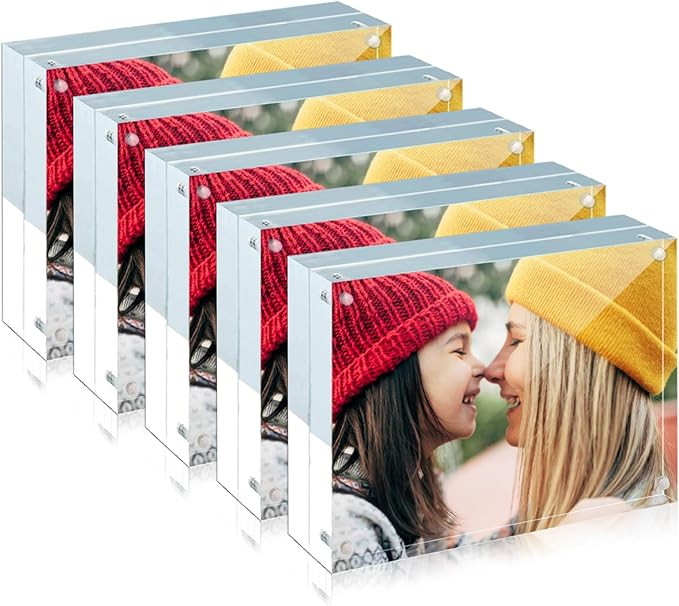 ILYXY 5 Pack Acrylic Frame 5x7, 20% Thicker, 24mm Thick Frameless Clear Picture Frame, Double Sid... | Amazon (US)