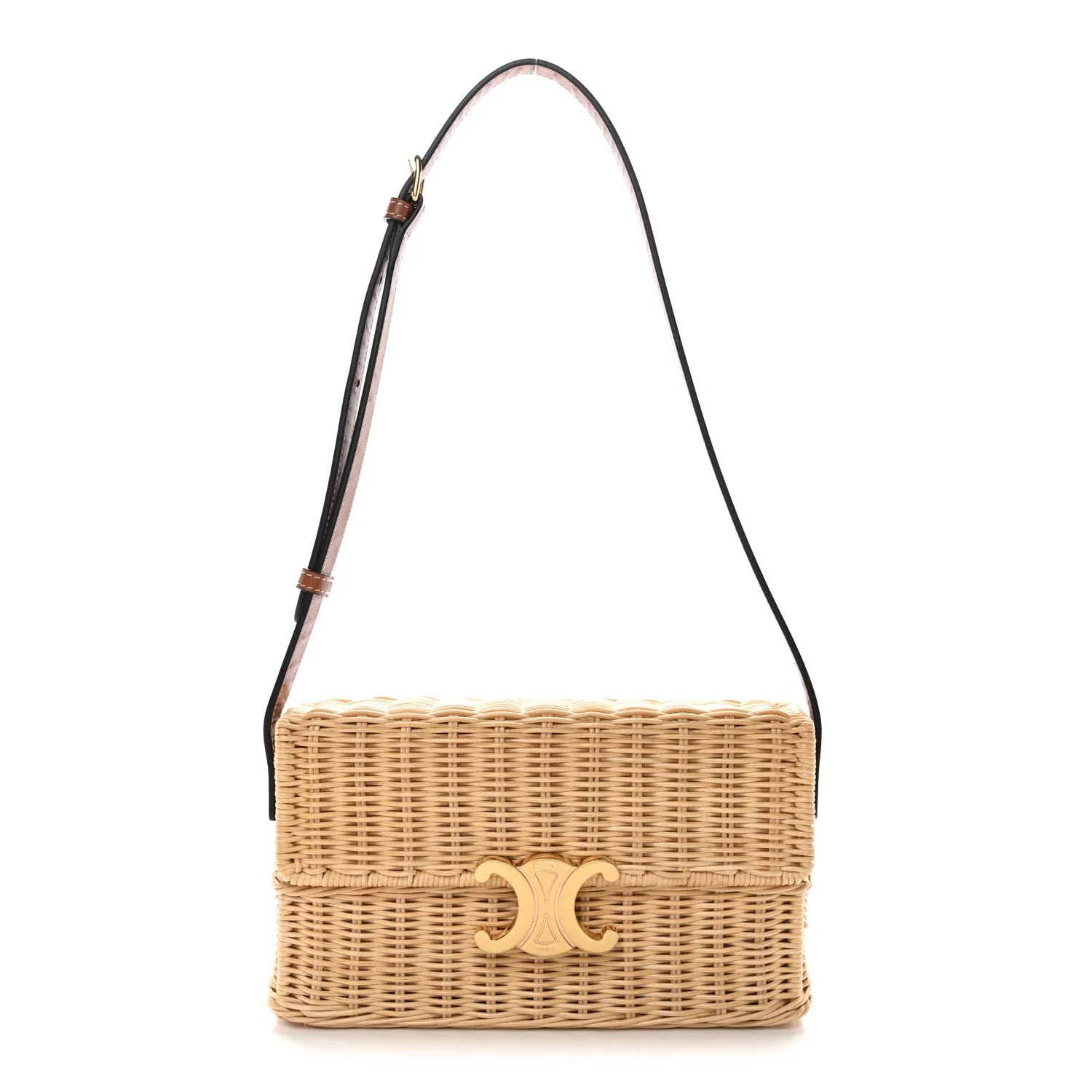 Celine Wicker Calfskin Claude Shoulder Bag Natural 1840220 | FASHIONPHILE (US)