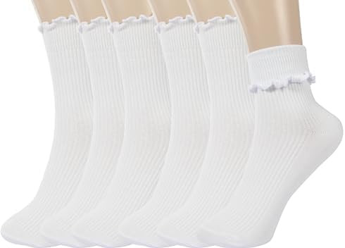 BomKinta Ruffle Socks Women - Turn-Cuff Frilly Sock - Lightweight Cotton Sock - Athletic Crew Soc... | Amazon (US)