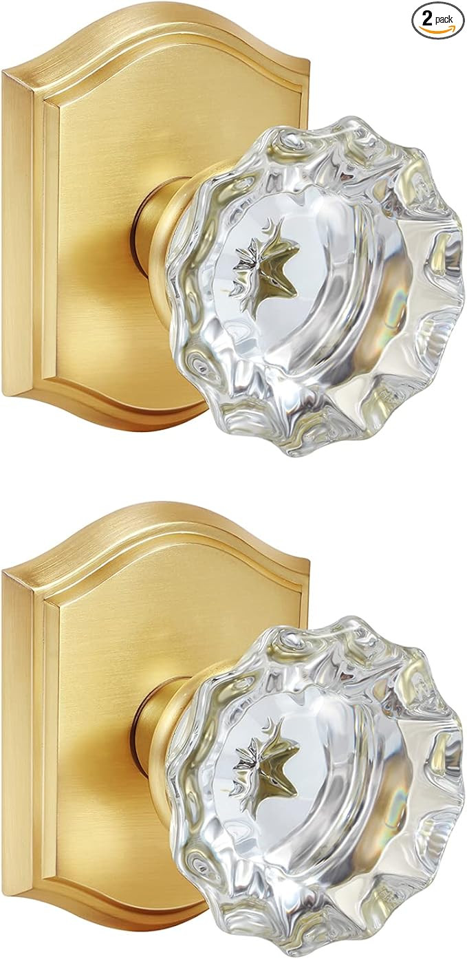 2 Pack Crystal Glass Dummy Door Knobs, Non-Turning Single Side Dummy Door Knob for Interior Doors... | Amazon (US)