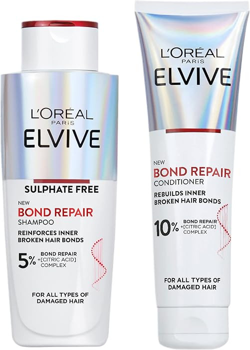 L’Oreal Paris Elvive Bond Repair Routine Set for Damaged Hair, Shampoo 200ml and Conditioner 150ml, Deep Intensive Hair Repair Treatment, Rebuild Broken Hair Bonds | Amazon (UK)