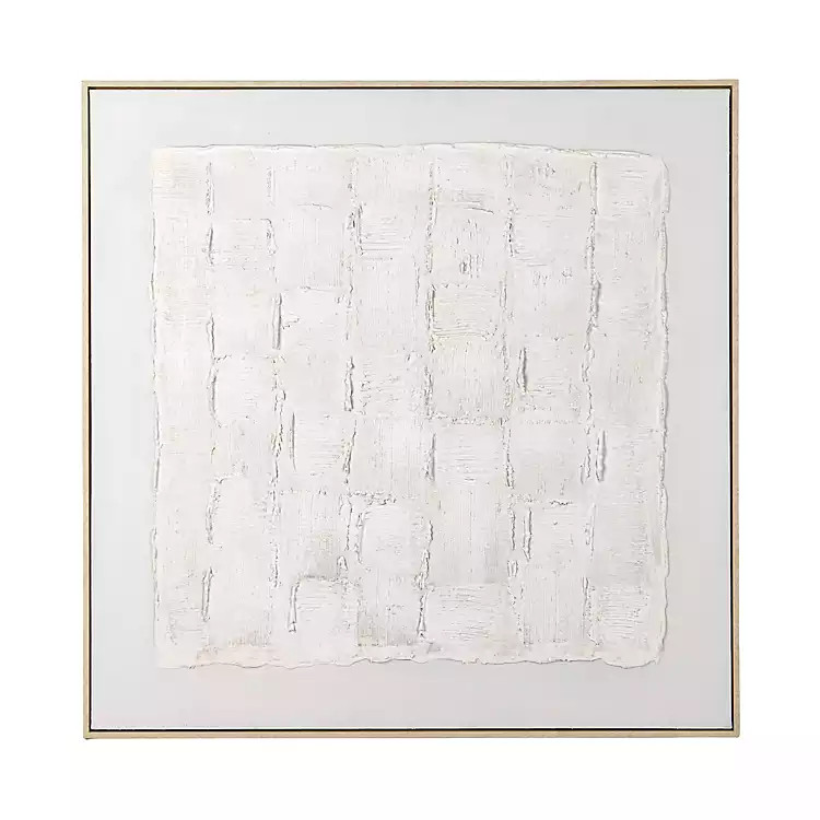 New! White Stucco Checker Framed Canvas Art Print | Kirklands