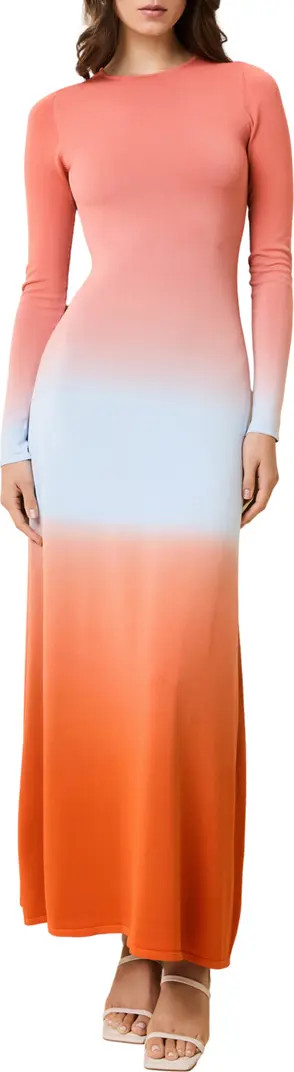 The Dora Ombré Colorblock Long Sleeve Knit Maxi Dress | Nordstrom