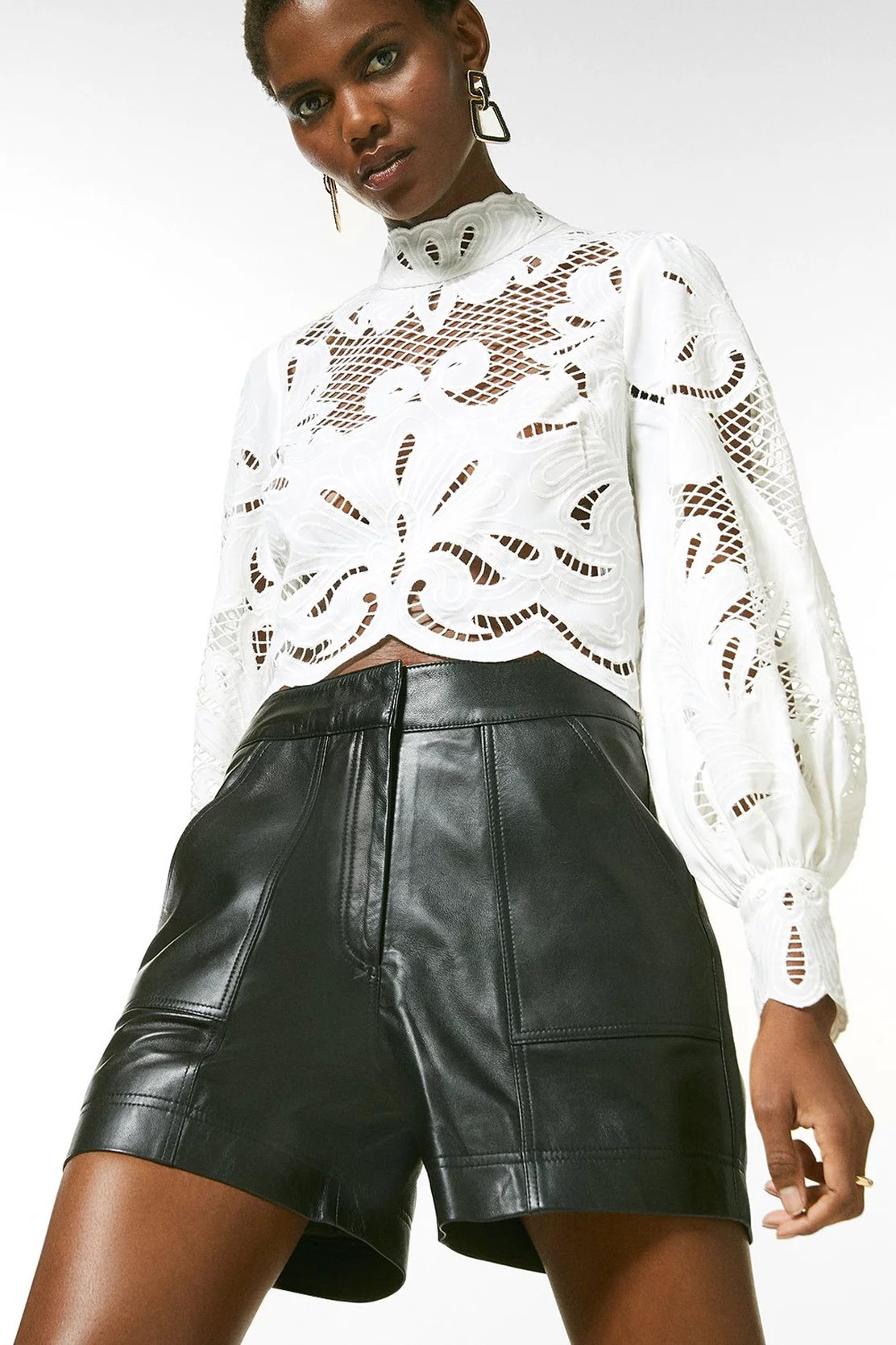 Clean Leather Pocket Detail Shorts | Karen Millen UK + IE + DE + NL