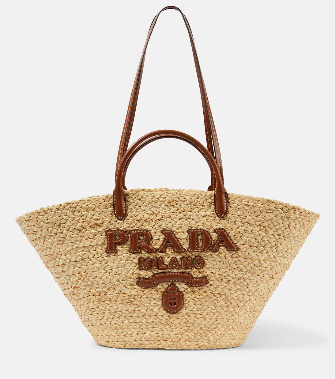 Logo leather-trimmed raffia basket bag | Mytheresa (INTL)