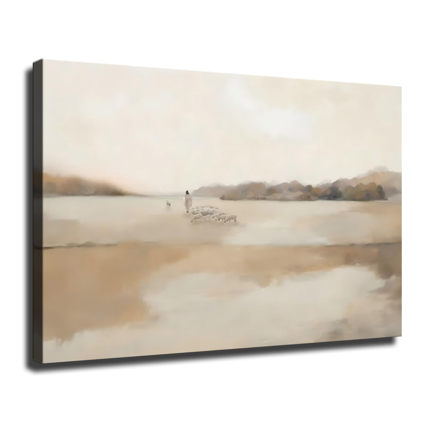 Jesus and Lambs Wall Art, Shepherd Christian Print Framed Poster, Boho Wall Art, for Living Room Decor Ready to Hanging (Framed,12×18 inch) | Amazon (US)