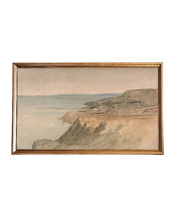 CLIFF. Muted Tones Printed Art. Seascape Watercolor Painting Printed and Shipped. | Etsy (US)