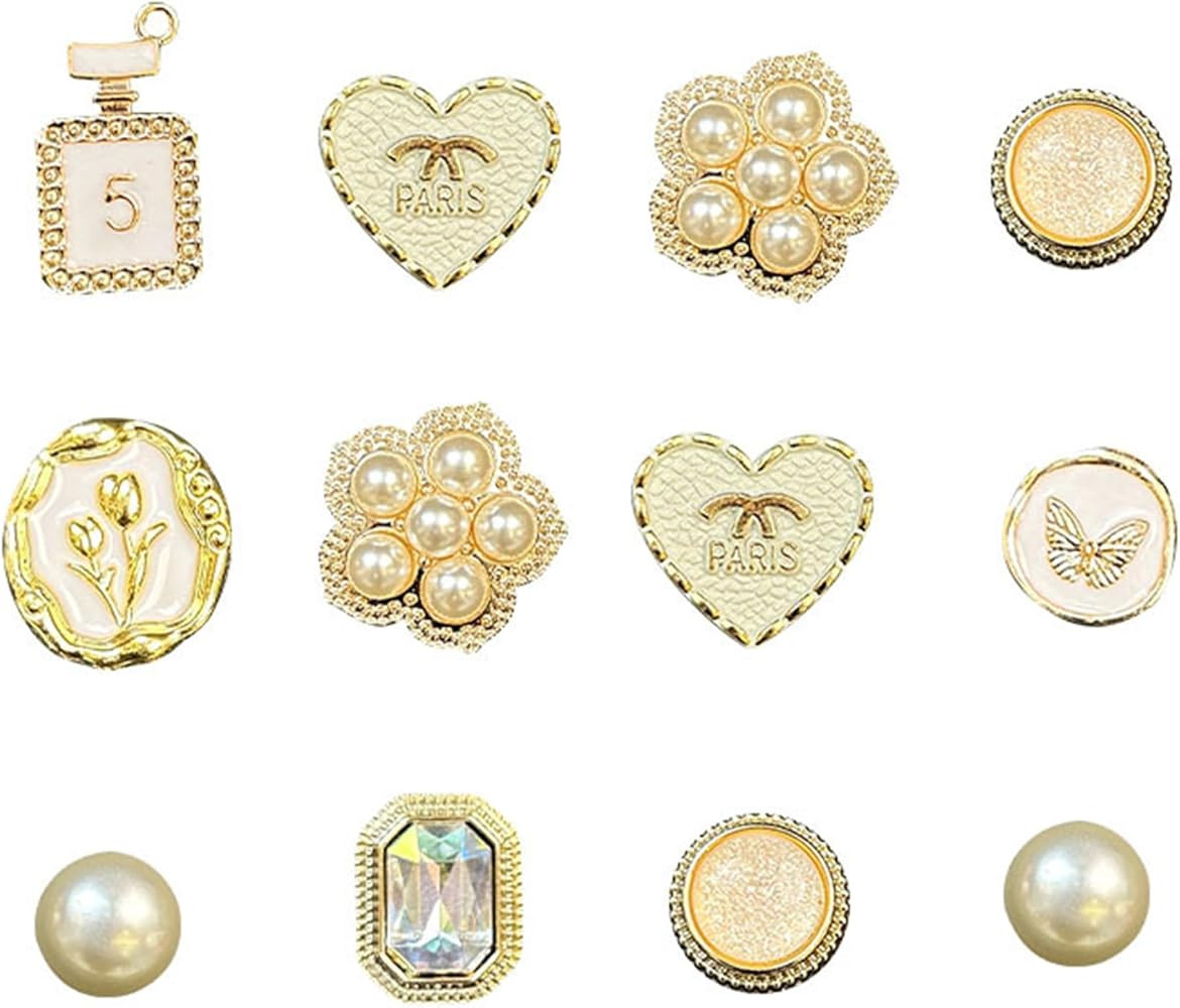 Bling Shoe Charms, Gold Shine Shoes Accessories, Cute Designer Shoe Decoration Jewels | Amazon (US)