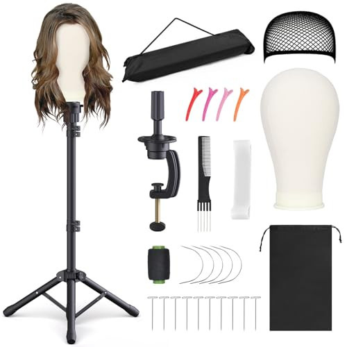 Relx Reinforced Wig Stand with Mannequin Head - Adjustable Wig Head Stand with Head for Wigs - Manikin Head Set for Cosmetology, black | Amazon (US)