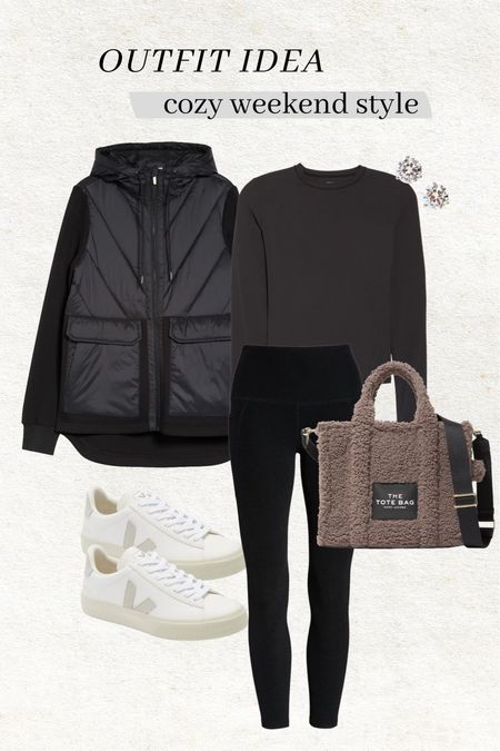 Outfit idea - cozy weekend style 🤎

Winter style; winter outfit; casual outfit; errands outfit; school drop off outfit; mom style; Nordstrom; vejas; white sneakers; black leggings; puffer vest

#LTKSeasonal #LTKstyletip #LTKHoliday