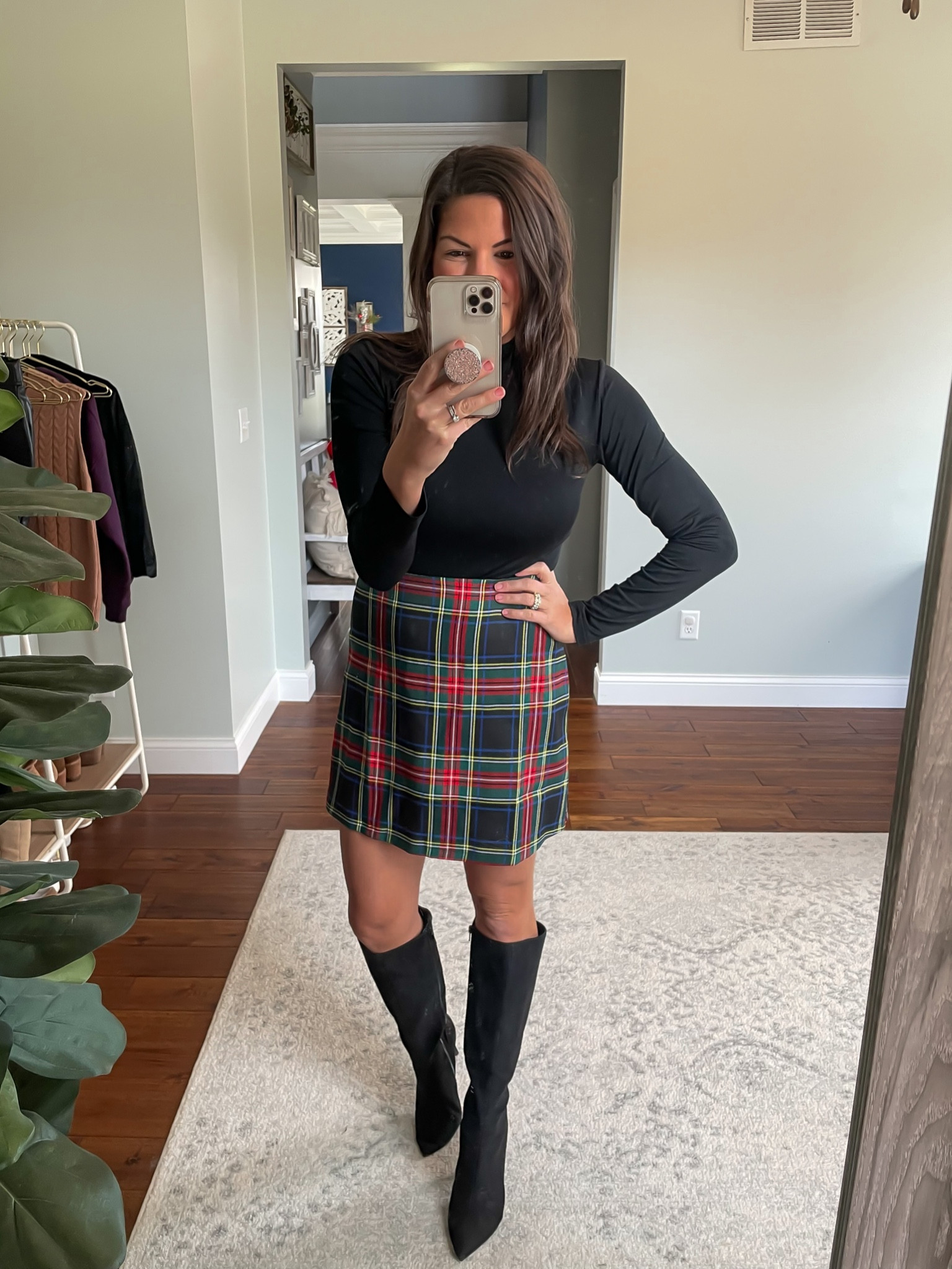 Belk christmas shop plaid skirt