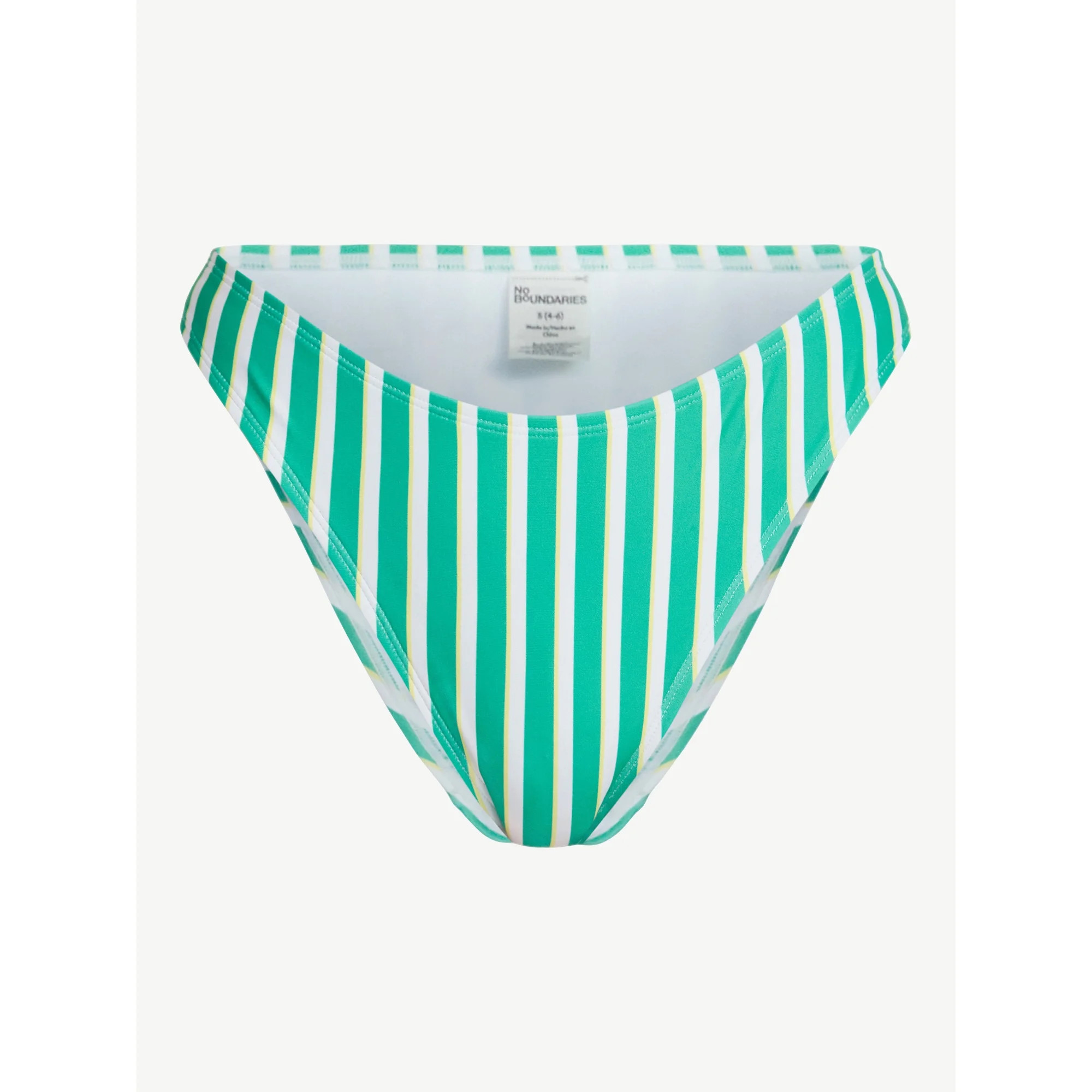 No Boundaries Sporty Striped Mid-Rise Bikini Bottoms, Women’s XXS-XXL | Walmart (US)