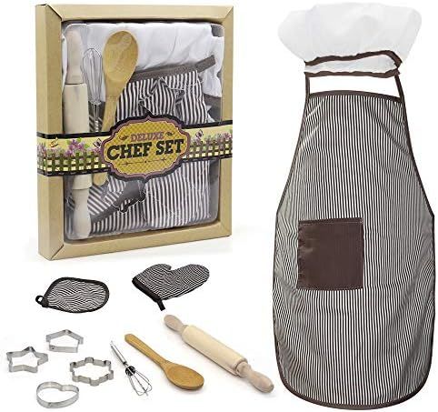 Amazon.com: TOPZONE Kids Apron Set for Boys-Complete Children's Chef Set Baking Set with Chef’s... | Amazon (US)