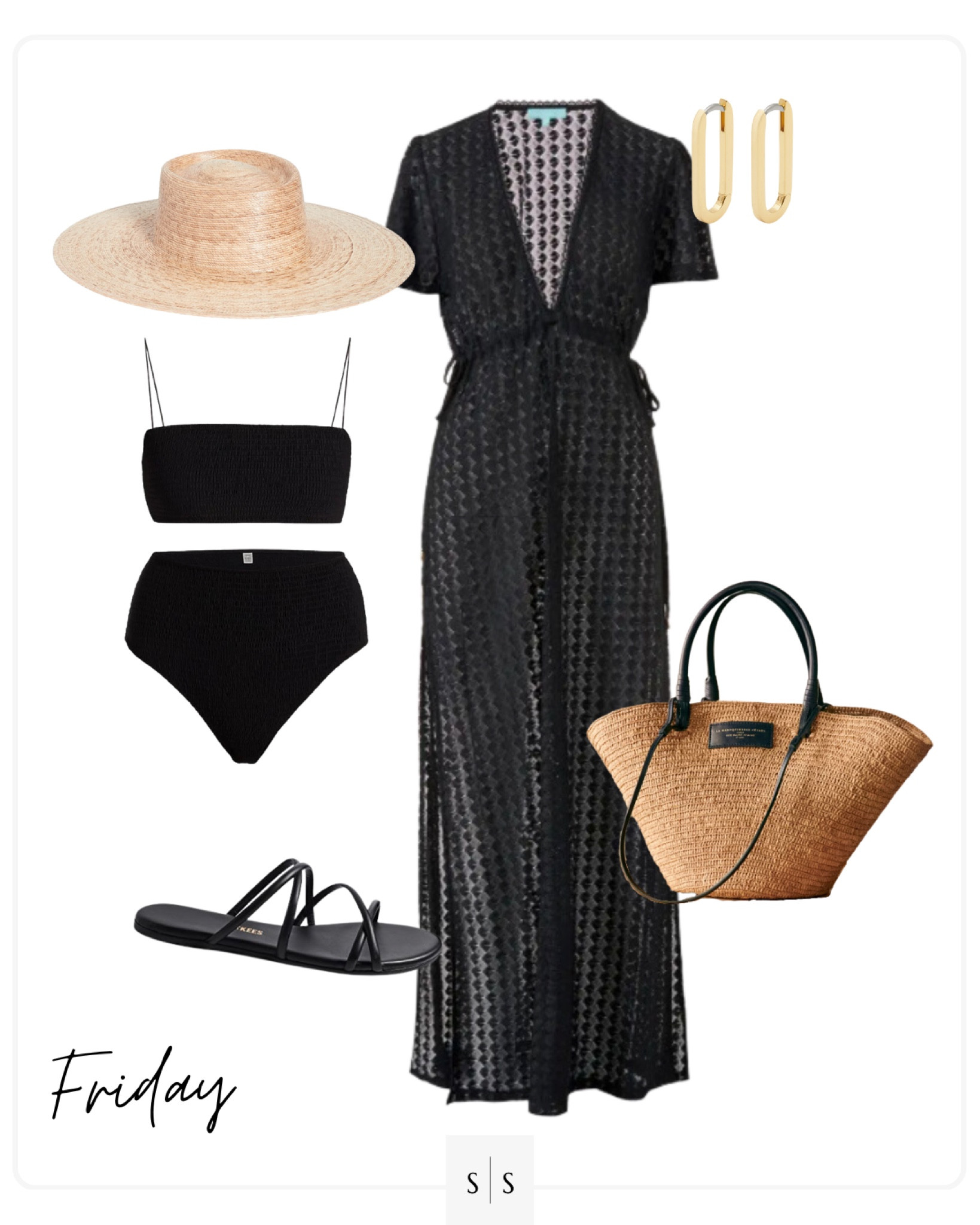 Style Guide of the Week | sundress coverup, black bikini, straw tote basket, strap sandal, straw hat, link earrings

Outfit ideas, Spring outfits, Summer outfits, vacation inspired, travel, airport, resort wear. See all details on thesarahstories.com ✨

#LTKtravel #LTKFind #LTKstyletip