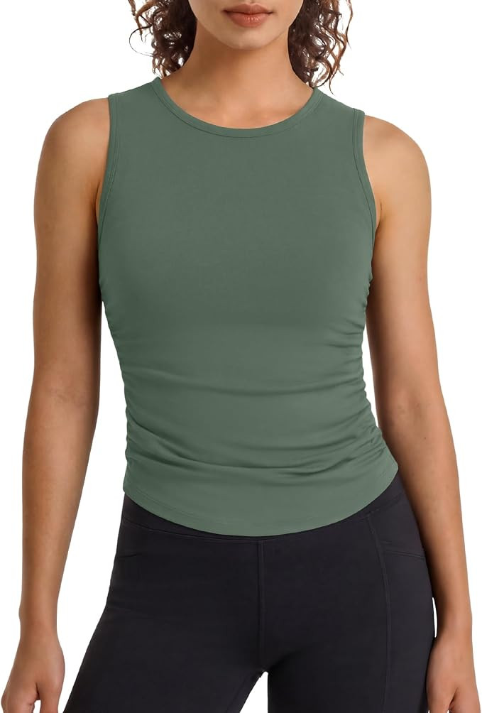 G4Free BareFeel Women's Workout Tank Tops Ruched Sleeveless High Neck Yoga | Amazon (US)