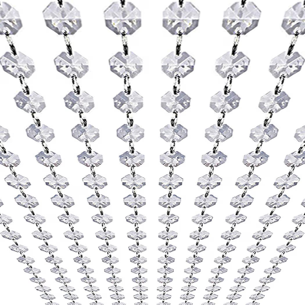 33ft K9 Glass Crystal Garland Strands - Hanging Chandelier Gem Bead Chain - 14mm Clear Octagon Pr... | Amazon (US)